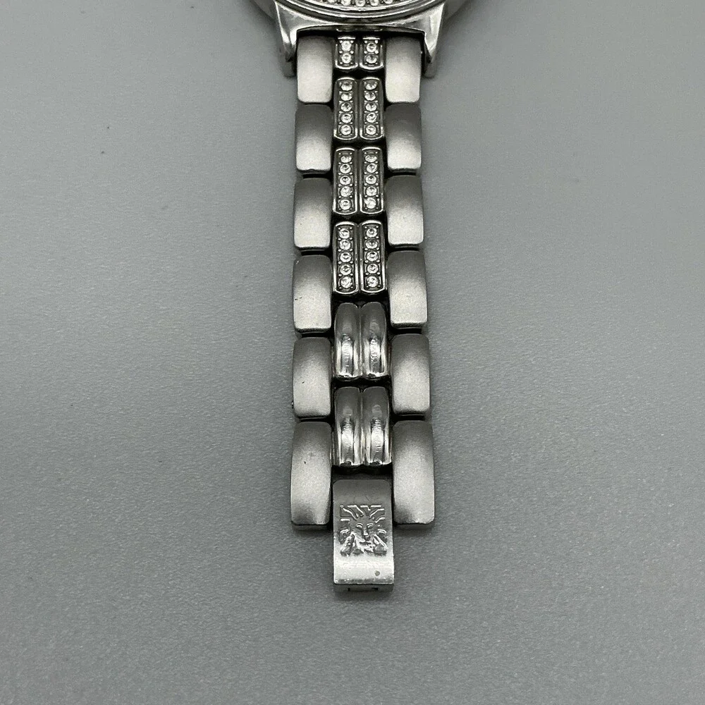 Anne Klein AK/1207 Womens Watch 32mm MOP Silver Tone Crystal New Battery 6.5